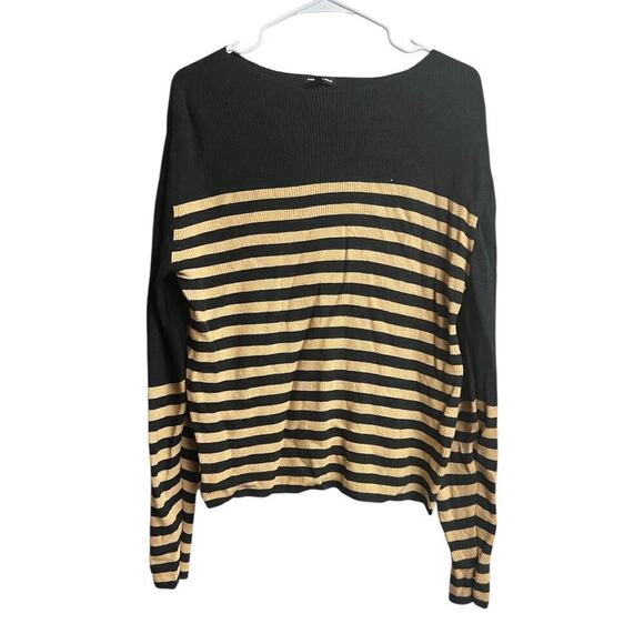 Who What Wear Sweaters - Who What Wear Beige Black Striped Sweater Large Long Sleeves